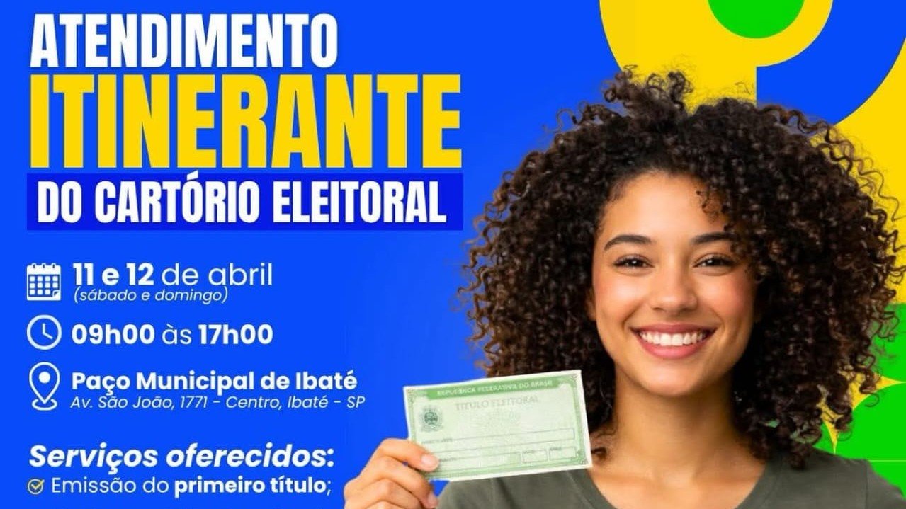 Atendimento itinerante do cartório eleitoral acontece neste final de semana em Ibaté