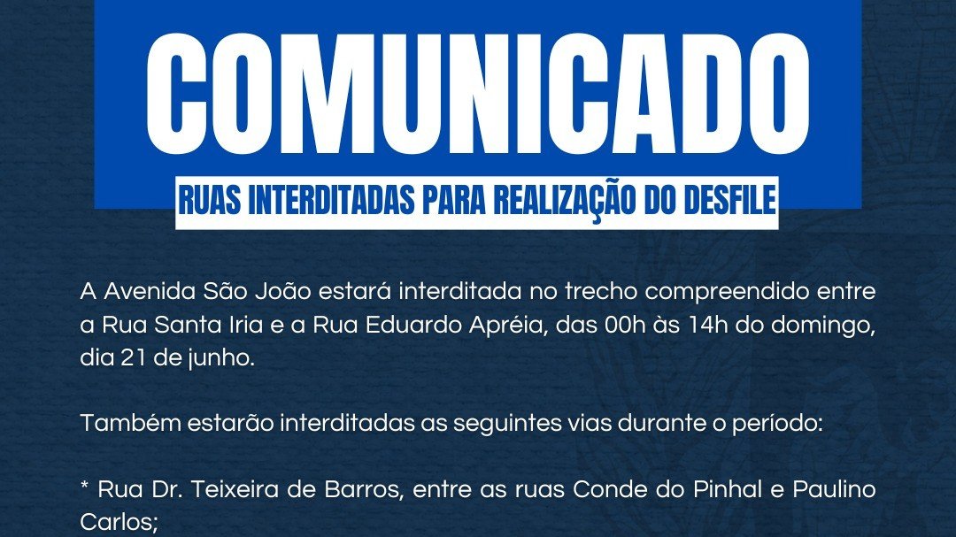 Prefeitura de Ibaté informa interdição de ruas para a realização do desfile